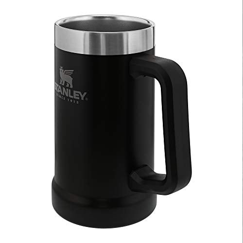Stanley Adventure Big Grip Beer Stein, 24oz Stainless Steel Beer Mug, Double Wall Vacuum Insulation, Matte Black