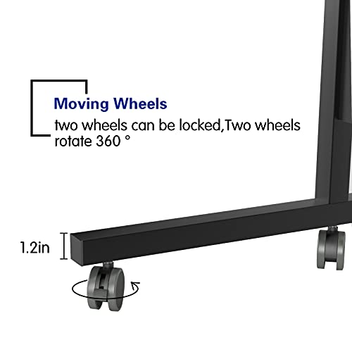 DlandHome Rolling Laptop Desk Stand Up Desk Adjustable Mobile Laptop Desk, 23.6 Inches Medium Size Side Table, Movable w/Tablet Slot & Wheels, Portable Stand for Bed Sofa Black