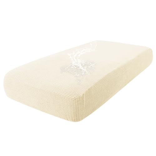 hyha Waterproof Couch Cushion Covers, Washable Sofa Cushion Covers, Stretch Sofa Slipcovers, Thick Jacquard Fabric, Couch Sofa Covers for Pets with Elastic Bottom (2 Cushion Loveseat, Navy)