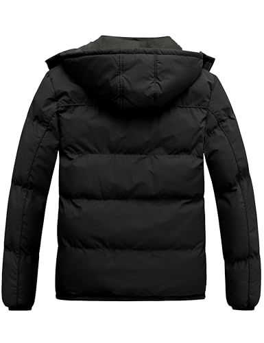 wantdo Men's Parka Jacket Thicken Winter Coat Waterproof Rain Jacket (Black, Small)