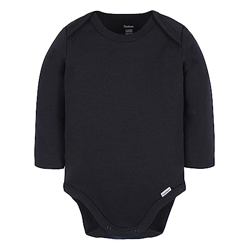Gerber Unisex Baby Long Sleeve Solid Onesies Multi-Pack Interlock 180 GSM, Black