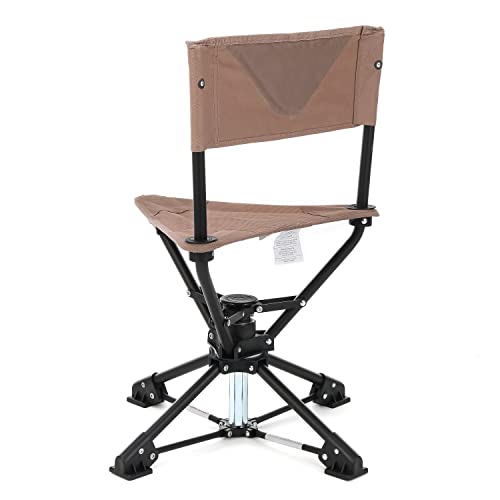 ARROWHEAD OUTDOOR 360° Degree Swivel Hunting Chair Stool Seat, Perfect for Blinds, No Sink Feet, Supports up to 450lbs, Carrying Case, Steel Frame, Fishing, High-Grade 600D Canvas, USA-Based Support