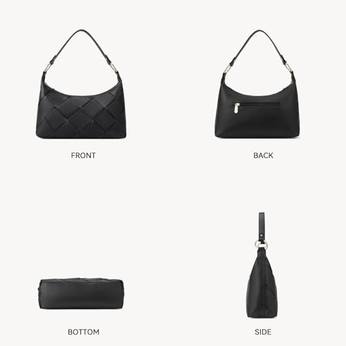 BOSTANTEN Woven Purses for Women Vegan Leather Hobo Bag Shoulder Handbags, Black