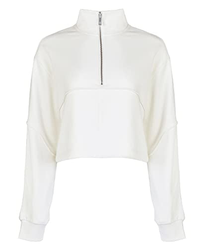 Sweaty Betty Women's REVIVE LOUNGE HALF ZIP PULLOVER SWEATSHIRT Lily White