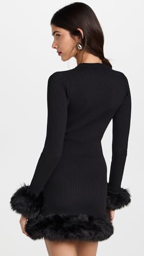 Show Me Your Mumu Women's Fran Mini Dress, Black Knit w/Faux Fur