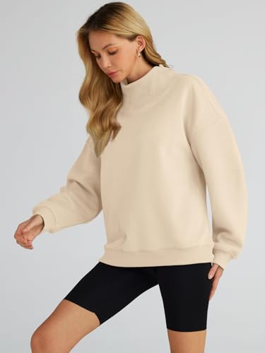 Trendy Queen Womens Oversized Sweatshirts Preppy Clothes Turtleneck Pullover Fleece Hoodies Tops 2024 Fall Fashion Outfits Y2K Pink S