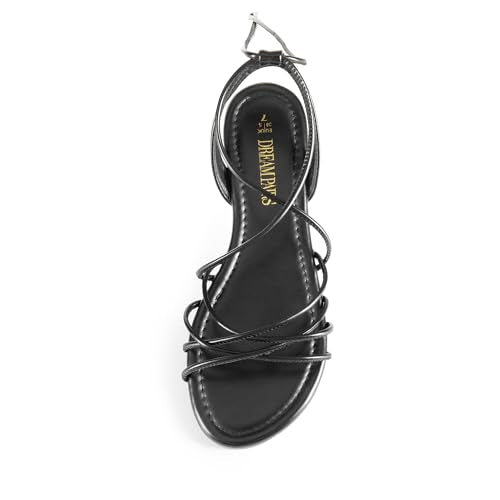 DREAM PAIRS Women's Flat Sandals Strappy Comfortable Dressy Summer Lace-Up Gladiator Sandals,Size 6,BLACK,SDFS2408W