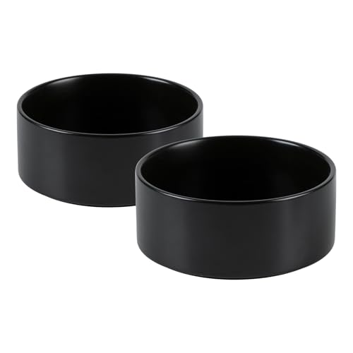 Havniva Ceramic Raised Dog and Cat Bowl Set, 2 Heights Elevated Stand, Food and Water Bowl for Small Breed Dogs, Weighted Dog Dishes, Pet Bowl(6.1'',28.7oz, White)