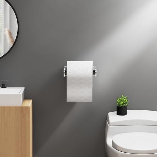 YIGII Acrylic Adhesive Toilet Paper Holder, Toilet Tissue Holder Stick on Wall Toilet Roll Holder No Drilling Waterproof for Bathroom Washroom Black