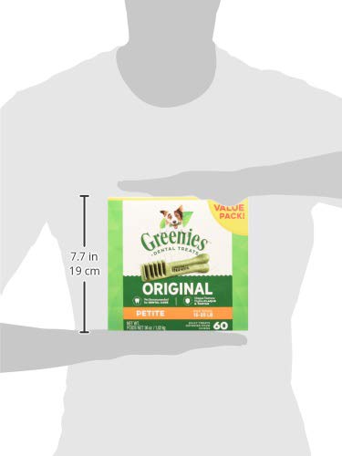 Greenies Original Petite Natural Dental Care Dog Treats, 36 oz. Pack (60 Treats)