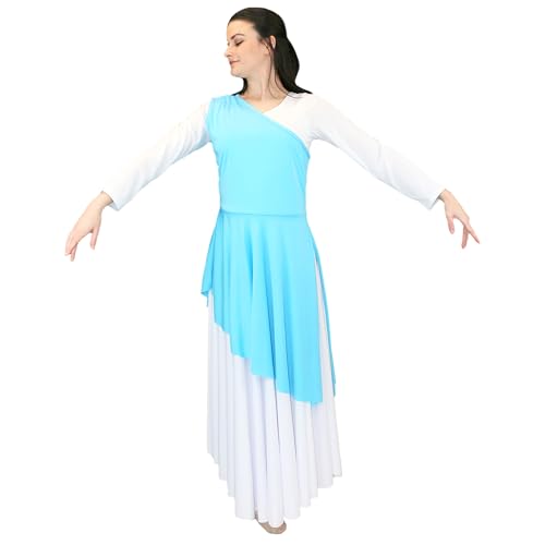 Danzcue Women’s Asymmetrical Dance Tunic Praise Dance Tunic for Women (White Dress Not Included), Scarlet, Large-X-Large