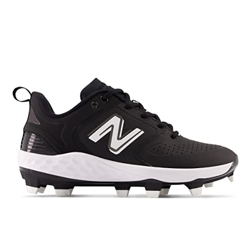 New Balance Women's Fresh Foam Velo V3 Molded Softball Shoe, Black/White Synthetic, 5