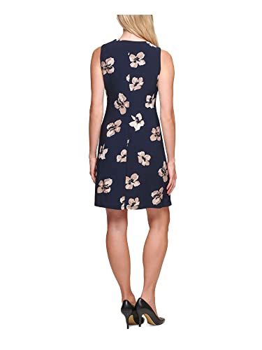 Tommy Hilfiger Women's Round Neck Dress, Sky Captain/Khaki, 14