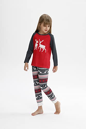 Family Matching Christmas Pajamas for Adult Letter Print Fawn Sleepwear Cotton Holiday Pjs Men Women 2 Pieces Set (6-7 Years, Christmas set 3-kids)