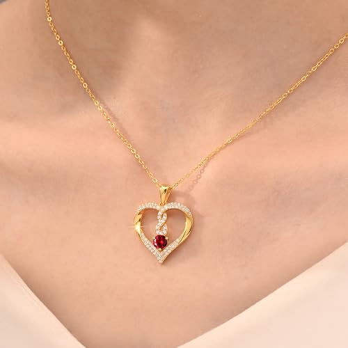 LOUISA SECRET Infinity Heart Birthstone Necklaces for Women, 925 Sterling Silver Forever Love Pendant Jewelry for Her, Ideal Gift for Wife, Girlfriend, Mom on Birthday, Anniversary, Mother's Day Gift