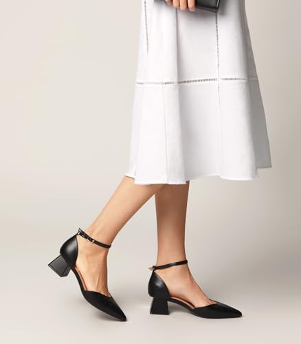 Arromic Women's Pumps Pointed Toe Chunky Closed Toe Block Low Heels Dress Shoes Comfortable Casual Office Three-Way Wear Ankle Strap Pumps Shoes Pink