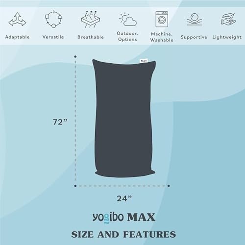 Yogibo Max 6-Foot Beanbag Chair, Bean Bag Couch with a Washable Outer Cover, Customer Favorite Cozy Sofa for Gaming, Reading, and Relaxing, Filled with Soft Micro-Beads, Pink