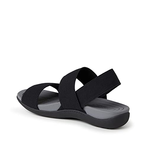 Dearfoams womens Original Comfort Sloane Backstrap Casual Open Toe Sandal, Black, 6 US