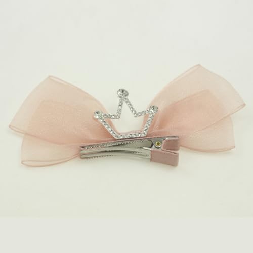 Nihao Baby HandmadePink Bows for Toddler Girls Baby Pearls Hair Clips-2PCS