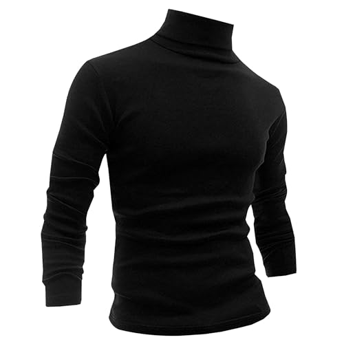 Men Slim Fit Lightweight Long Sleeve Pullover Top Turtleneck T-Shirt(Wine Red,S)