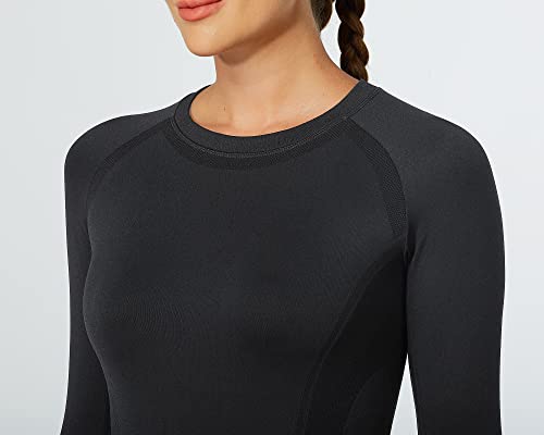 MathCat Workout Shirts for Women Long Sleeve, Workout Tops for Women, Quick Dry Gym Athletic Tops,Seamless Yoga Shirts Navy