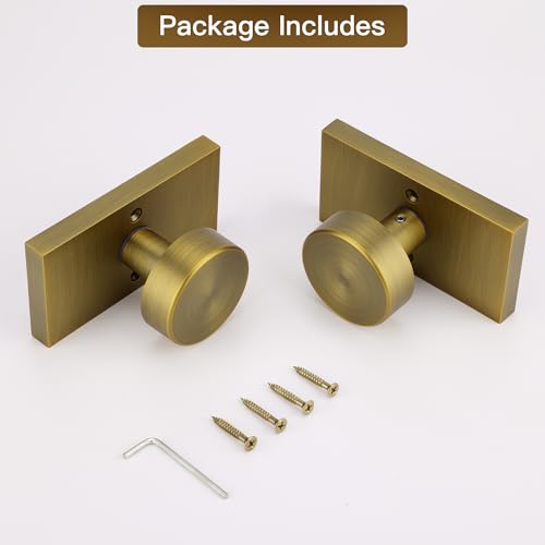 ToPToToo Dummy Door Knobs Interior, Antique Brass Door Knobs for Closet, Single-Side Dummy Door Handle, Inactive Door Knobs 2 Pack
