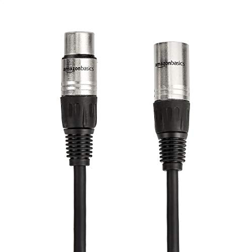 Amazon Basics 2-Pack XLR Microphone Cable for Speaker or PA System, All Copper Conductors, 6MM PVC Jacket, 3 Foot, Black