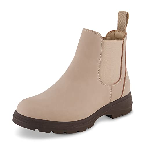 CUSHIONAIRE Women's Britain Chelsea Boots. Soft Vegan Leather, Non-Slip Sole, Memory Foam, Back Pull Tab, Ankle Boots for Women, ESPRESSO 9.5