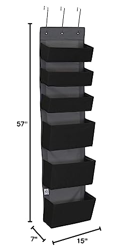Household Essentials Black 6 Pouch Fabric Over The Door Organizer