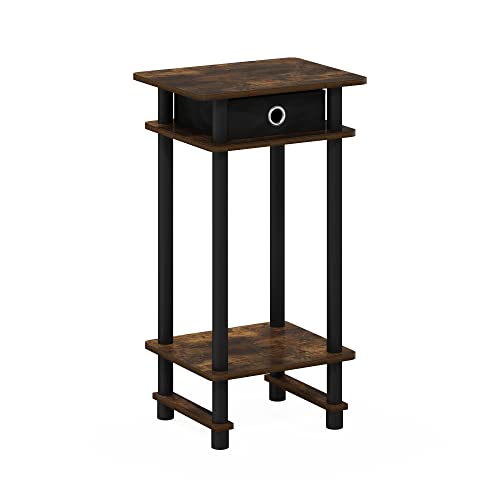 Furinno Turn-N-Tube Tall End Table, Columbia Walnut/Black/Dark Brown