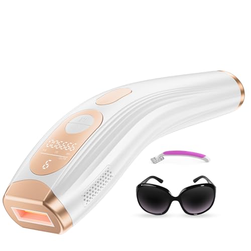 Laser Hair Removal IPL Laser Hair Removal for Women and Men Permanent, 999999 Flashes, At-Home Hair Removal Device for Facial Legs Arms Whole Body Use (White Gold)