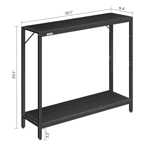 MAHANCRIS Console Table, 2-Tier Entrance Table, Behind Sofa Table, Industrial Style, Sturdy and Stable, for Living Room, Entryway, Foyer, Corridor, Office, Black CTHB27601