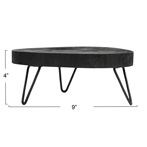 Creative Co-Op Decorative Paulownia Wood Pedestal, Black, 9"