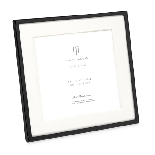Isaac Jacobs 6x6 (Matted 4x4) Black Metal Picture Frame, Classic Metal Photo Frame Made For Tabletop & Hanging Display, Home and Office Decor, Photo Gallery and Wall Art (6x6 (Matted 4x4), Black)
