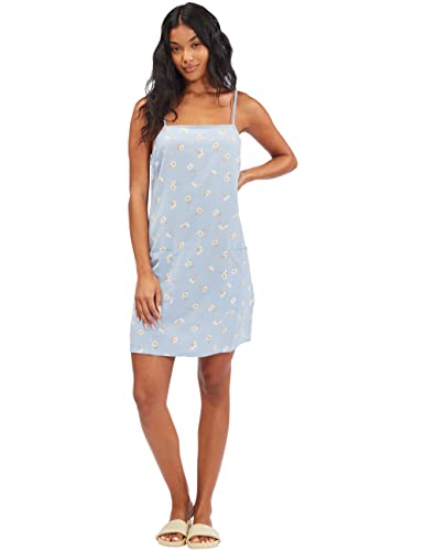 Billabong Women's Straight Round Woven Mini Sundress Dress, White/Multi, Medium