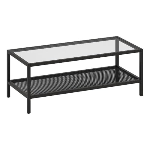 Henn&Hart 54" Wide Rectangular Coffee Table in Blackened Bronze, Modern coffee tables for living room, studio apartment essentials
