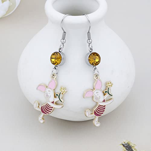 Pooh Earrings Piglet Earring Friendship Gift Pooh Bear Charm Inspirational Jewelry for Women Pooh Bear Fans Gift (Pig Ear)