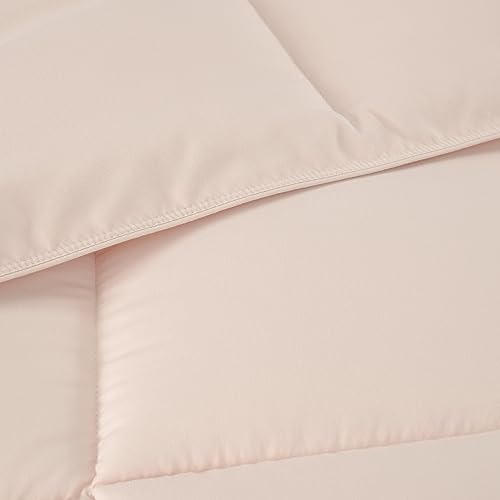 Chezmoi Collection 3-Piece Blush Comforter Set Queen Size - 110GSM Peach Skin Microfiber Polyester - Lightweight All Season Down Alternative Comforter - Box Stitch Duvet Insert with Corner Tabs