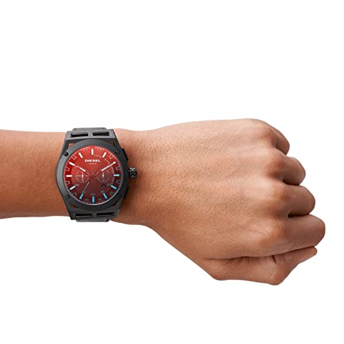 Diesel Men's 48mm Timeframe Quartz Stainless Steel and Silicone Chronograph Watch, Color: Gold, Black (Model: DZ4546)