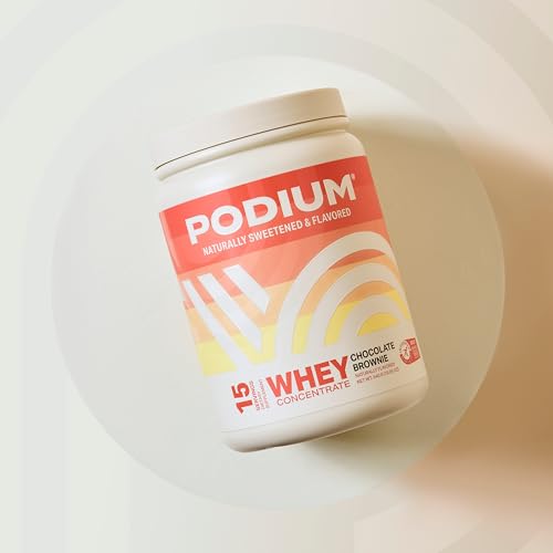 Podium Nutrition Whey Protein Powder, Chocolate Brownie, 22g Protein Per Serving with Digestive Enzymes, Whey Protein Isolate & Concentrate, Gluten Free, Low Carb, Low Sugar & Soy Free, 15 Servings