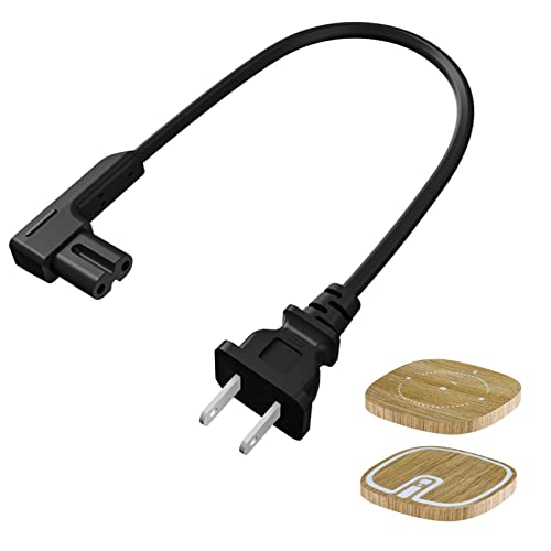 1.15ft Power Cord Compatible with Sonos One, One SL and Play 1 Speakers with Wood Skin Decal Wrap Stickers, L-Sharped Short Power Cable Replacement Cord for Sonos Power Supply Cable - Black