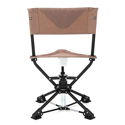 ARROWHEAD OUTDOOR 360° Degree Swivel Hunting Chair Stool Seat, Perfect for Blinds, No Sink Feet, Supports up to 450lbs, Carrying Case, Steel Frame, Fishing, High-Grade 600D Canvas, USA-Based Support