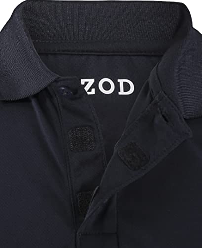 IZOD Boys' School Uniform Adaptive Short Sleeve Polo Shirt, Velcro Closure & Faux Buttons, Moisture Wicking Material, Navy Performance, 4-5