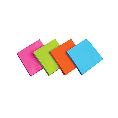 Party Essentials 2-Ply Paper Cocktail Beverage Napkins, Assorted Neon Brights, 48-Count