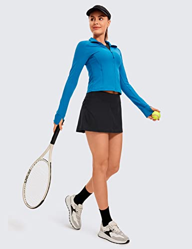 CRZ YOGA Women's Quick Dry Pleated Tennis Skirts Mid Waisted Cute Athletic Workout Running Sports Golf Skorts Volleyball Black X-Small