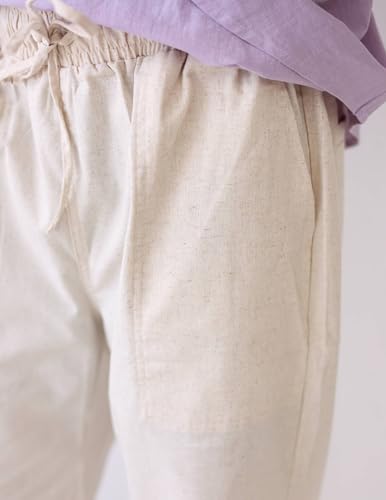 COOFANDY Mens Linen Loose Pant Lightweight Elastic Waist Trouser Yoga Beach Pant A- Sky Blue