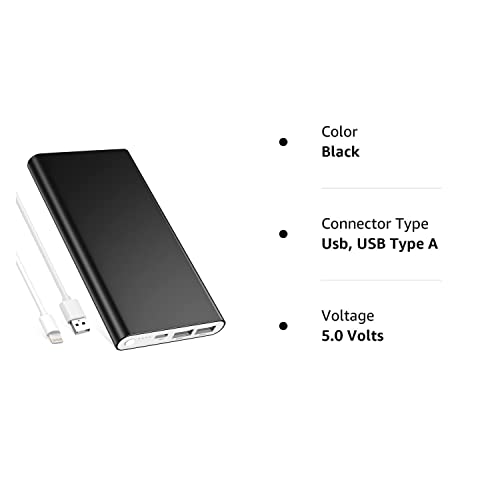EnergyCell Pilot 4GS Portable Charger 12000mAh Fast Charging Power Bank Dual 3A High-Speed Output Battery Pack Compatible with iPhon14 13 12 11 Samsung S10 and Moreļ¼Charging Cable Included (Black)
