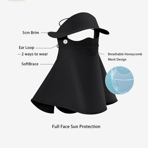 Sun Protection Face Mask, Ice Silk Sunscreen Face Mask, Neck Gaiter, Breathable Face Cover, Cooling Neck Flap, Sun Protection Cap with Earloop for Summer Outdoor, Beige