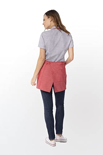 Chef Works Unisex Medford Short Bib Apron, Coral, One Size