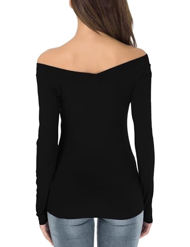 Sarin Mathews Womens Off The Shoulder Short Sleeve Tops Slim Fit Blouse Shirts Rosered S